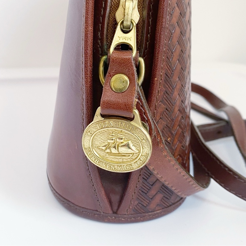 Brahmin Woven Leather Should or Crossbody Handbag Purse - Picture 4 of 17